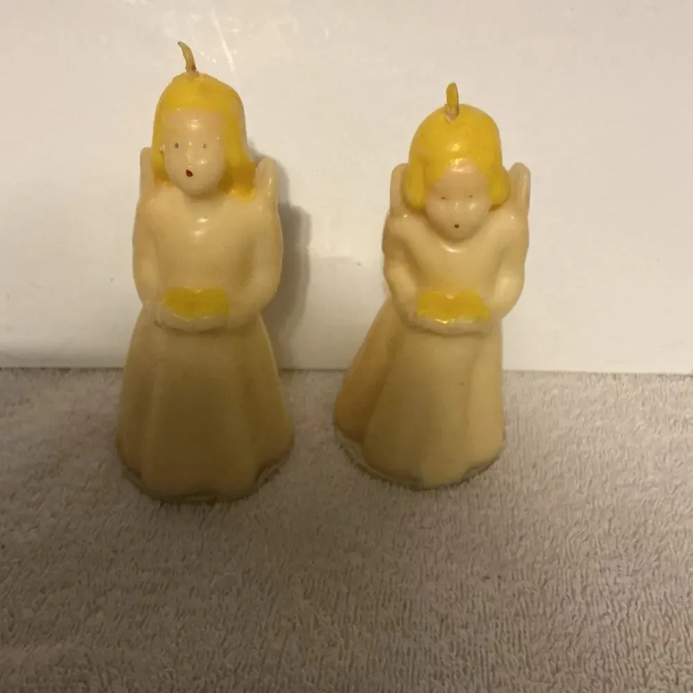Vintage Pair Of Choral Girls Candles By Tavern Candle Company Unburned